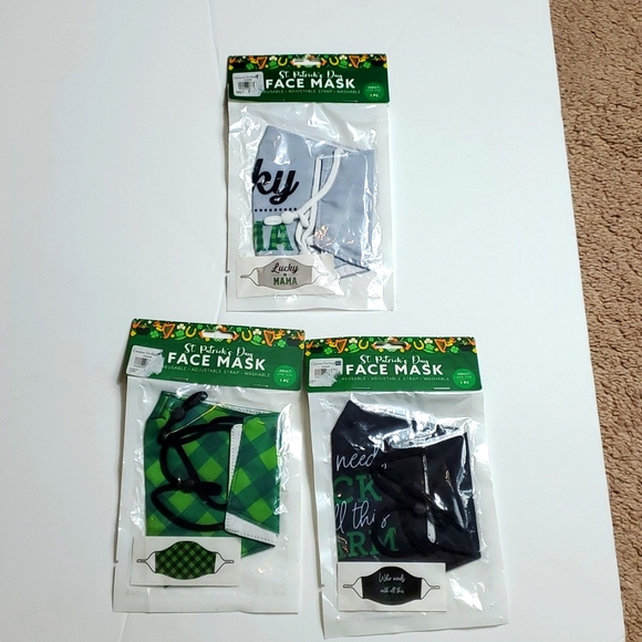 Set of 3 cloth St. Patricks Day masks - Picture 1 of 7